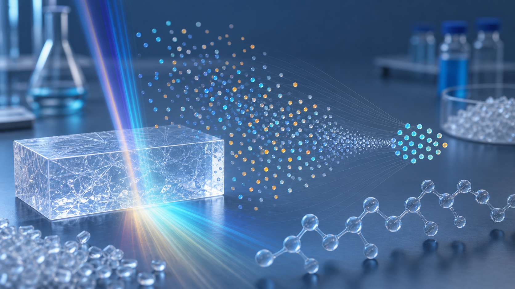 AI 生成示意图:聚合物光谱特征选择抽象过程